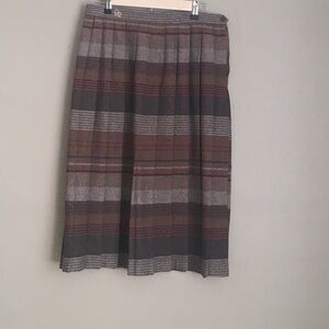Vintage Oscar de Larenta Pleated Plaid Skrt, Sz 16